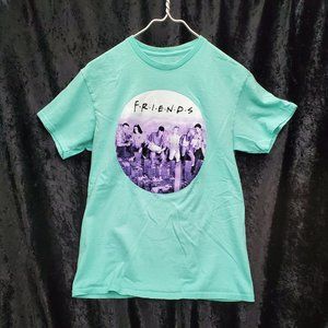 Women's M (38/40) Friends tv show Turquoise Aqua t shirt Circle Logo Graphic